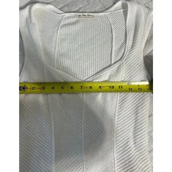 We The Free Free People White Ribbed Sculpted Tank Top L Stretch Fitted Corset - Picture 6 of 7